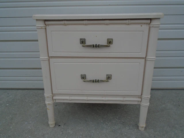 1 Faux Bamboo Nightstand Bed Table Hollywood Regency FAKE Henry Link Bali Hai