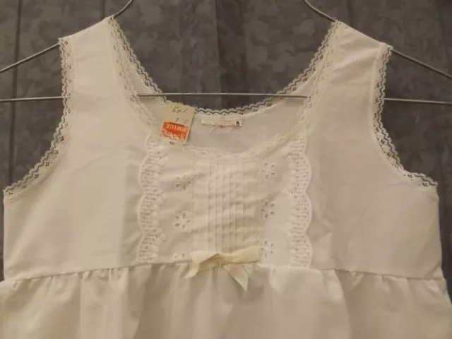 Adorable Vtg 1950s NEW White Eyelet Lace Cotton Full Slip Underdress Girls Sz 6