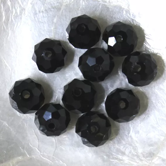 10 CITROUILLES  -  Cristal de Bohême  -  8 X 10 MM  -  NOIR JET