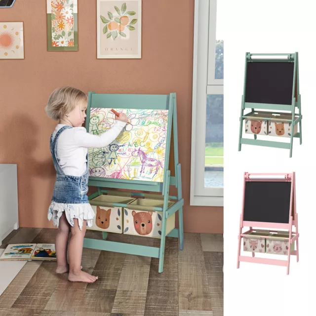 Kids Easel with Paper Roll, 3 in 1 Art Easel for Children with Storage