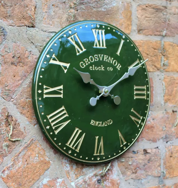 Garden Wall Station Clock Outdoor indoor Green  Hand Painted church clock 30cm