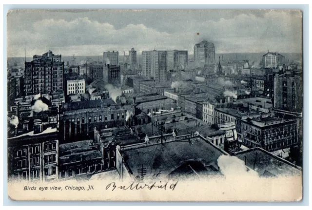 c1910's Bird's Eye View Chicago Illinois IL, Buildings Scene Antique Postcard