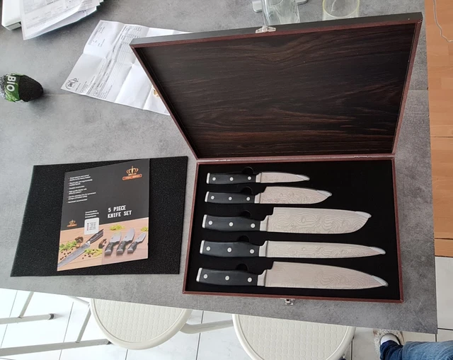 set parrure de 5 couteaux japonais Royal Suisse damascus