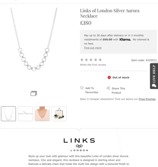 Links of london discount aurora necklace black cord