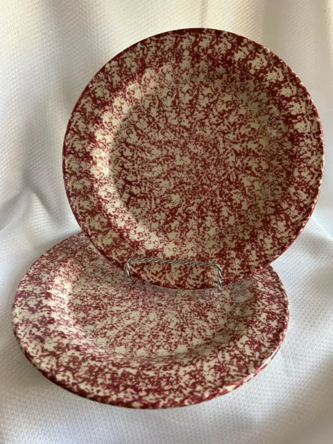 Roseville Pottery Gerald E Henn Sponge ware Plates Set (2) 10" Mauve USA
