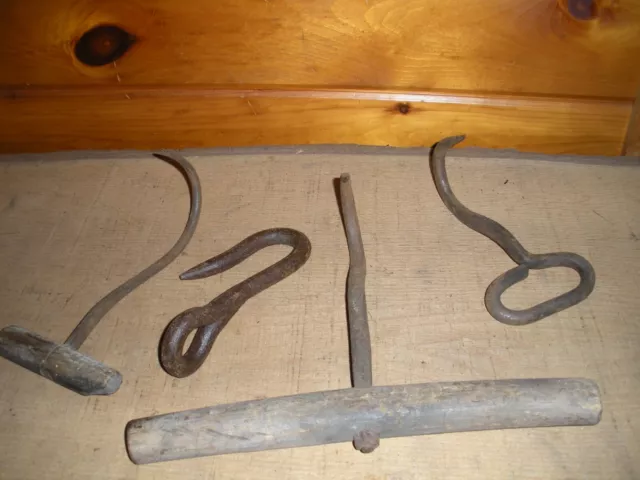 Vintage Cast Iron MEAT HOOKS / HAY, PULPWOOD