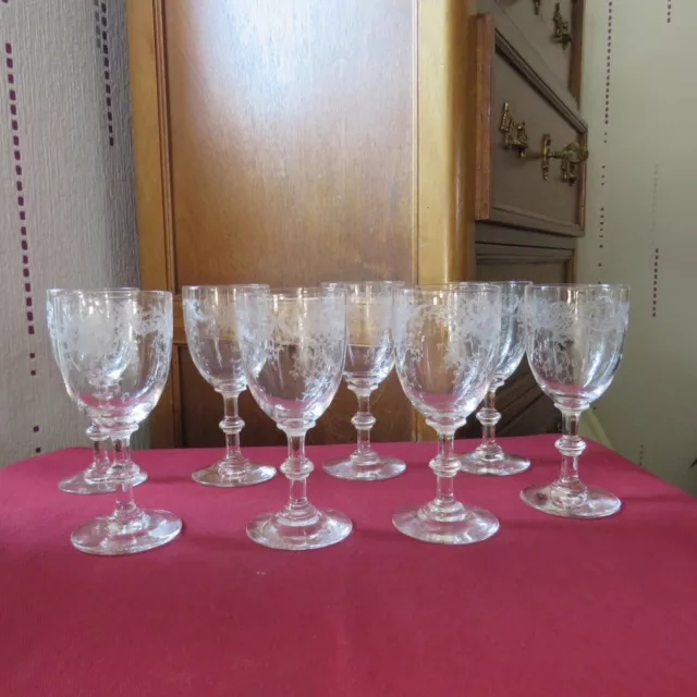 8 Vasos de Vino De Cristal De saint louis Modelo Talma Grabado 899H 12CM