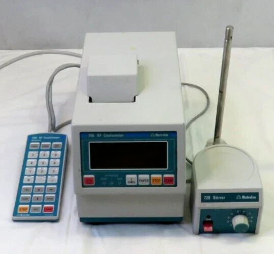 METROHM 756 KF Coulometer with Keyboard & 728 Stirrer, FOR PARTS/ REPAIR
