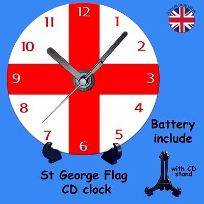 The cross of St George flag CD clock with stand quartz England national flag
