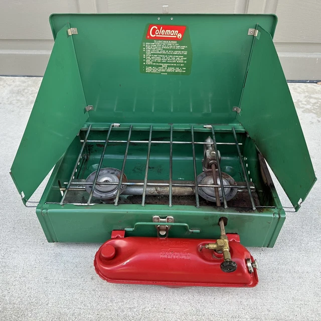 VINTAGE COLEMAN TWO Burner Camp Stove Model 425e Tested Working 23.97