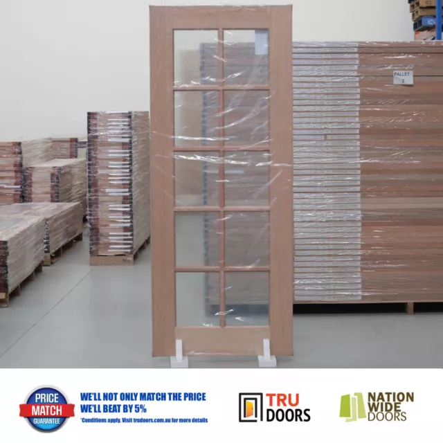 French Doors 10 Lite Clear Safety Glass Solid Timber Meranti Hardwood