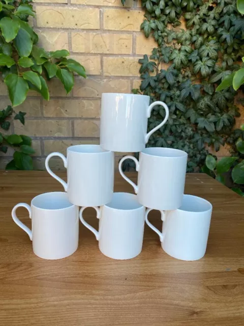 Set of 6 Plain White Fine Bone China  Ash Mugs Coffee Tea Mug Set