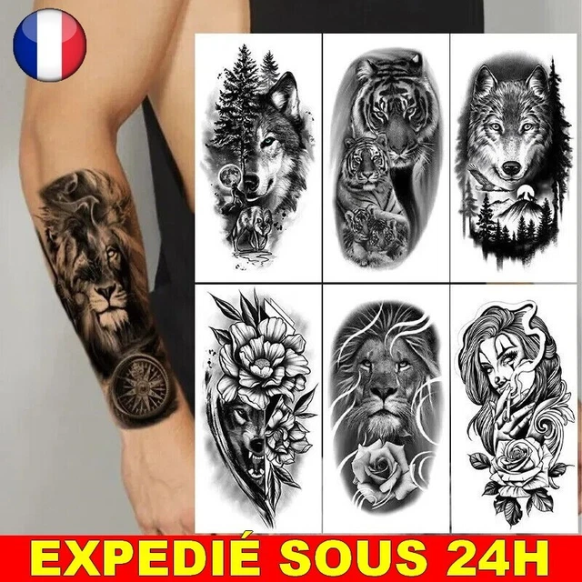 6 feuilles Tatouage temporaire pour homme femmes,Plein Bras Tatouages