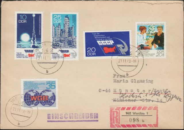 DDR kompl. Satz 1887 - 1889 mit Sperrwert, 1884, 1885, R-Brief aus Werdau