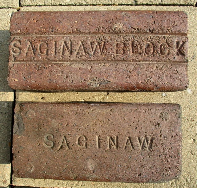 TWO Antique Bricks ~ Saginaw Block & Brick 1894 - 1917 Historical & Collectible