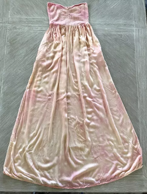 O'Neill Womens Strapless Flowy Pink and Orange Tie Dye Boho Maxi Dress Size M