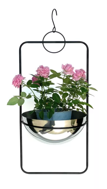 Blumenampel Innen Metall Wand Hängepflanzen 67 cm 96083 L mit Topf Silber Modern