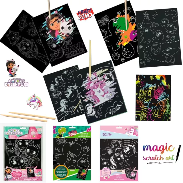 2Pcs Scratch Art Sheets with Scraper Tool, Scratch Art for Kids Girls Boys Gift