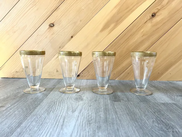 Vintage Gold Rim Martini Glasses - Set of 4