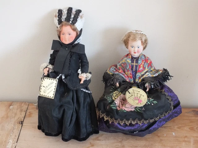 3 poupées folkloriques, Régionales anciennes en celluloïd, dont Bayeux