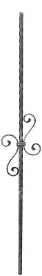 Zwischenstab Zaunstab Schmiedeeisen 900 mm Material 12x12 mm gehämmert