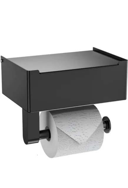Toilet Paper Holder with Shelf - Flushable Wipes Dispenser & Storage Fits Any Ba