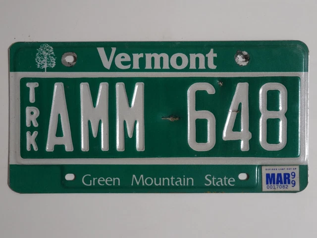 Vermont TRK AMM 648 License Plate / American Number Plate