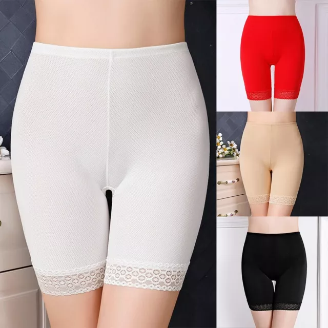 High Waist Stretch Shorts with Delicate Lace Details Women's Safety Underwear