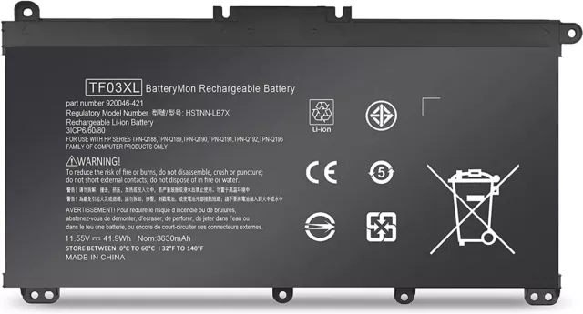 TF03XL Laptop Battery for HP Pavilion 15-CC 15-CD 15-CK 17-AR 920070-855 42Wh