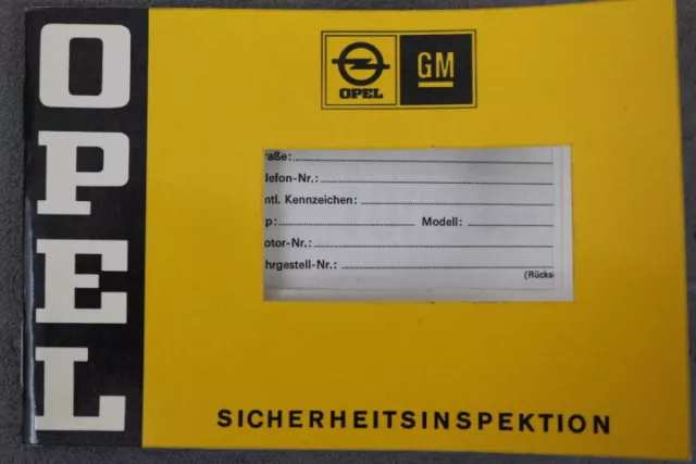 Opel Kundendienst-Scheckheft  "OHNE Einträge - Leer"  Von August 1973