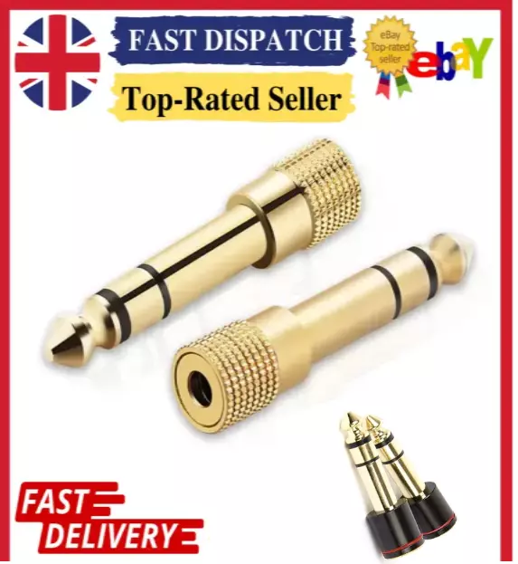 Headphone Jack Adaptor 3.5mm to 6.35 1/4 inch Small to Big Stereo Audio Adapter