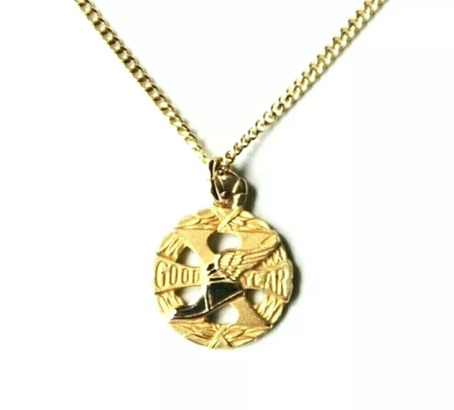1/10 10K GF Goodyear Mercury Winged Shoe Charm 1/20 12K GF 18" Chain Necklace