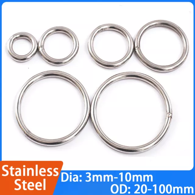 Stainless Steel Split Key Ring Keychain Jump Rings Round Wire Keyfob 5-25mm  DIY