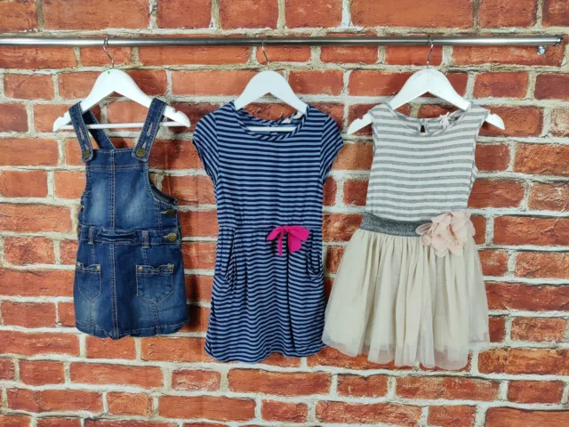 Girls Bundle Age 3-4 Years Next H&M Denim Pinafore Dress Set Partywear 104Cm