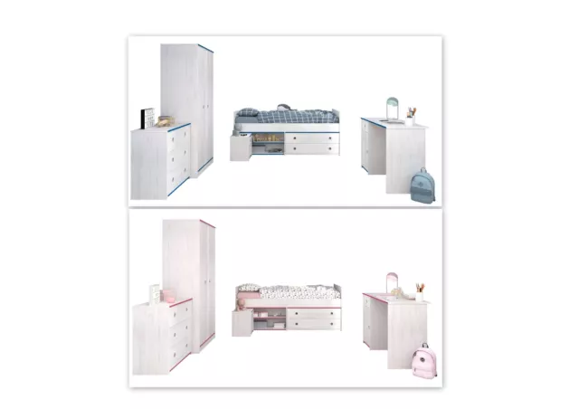 Kinder Jugendzimmer Smoozy Parisot 5tlg Bett Kommode Schreibtisch Kleiderschrank