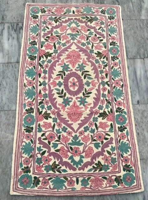 Vintage Aubusson French Style Handmade Boho Aubusson Rug Needle Point Rug 2x4 ft