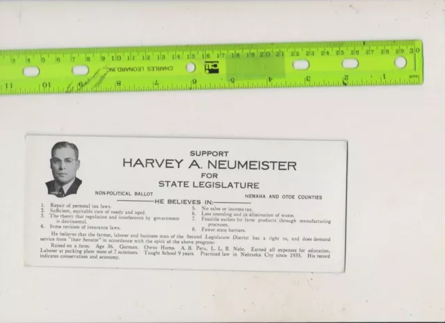 Harvey A Neumeister Campaign Ink Blotter -Free Shipping In U.s