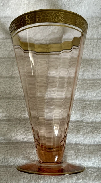 Vintage Tiffin Minton Pink Rain, Gold Encrusted Wisteria Glass Water/Wine Goblet