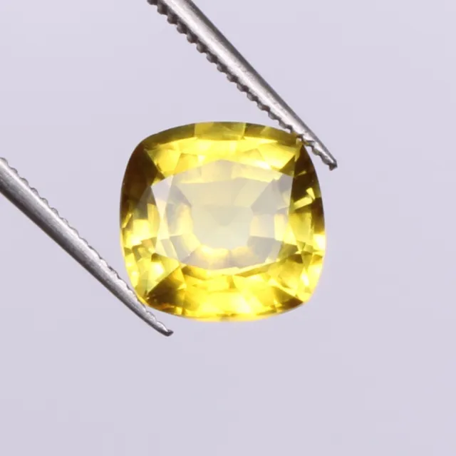 Natural Yellow Sapphire Ceylon 3.45 Carat Square Cut Loose Certified Gemstone