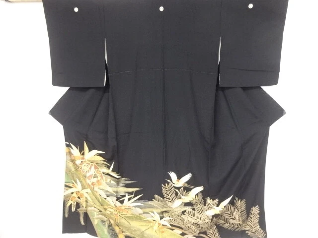 6514575: Japanese Kimono Apanese Kimono / Vintage Tomesode / Kinsai / Bamboo Gra