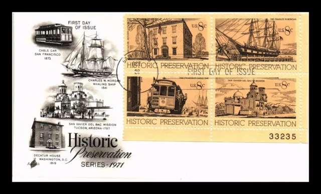Dr Jim Stamps Us Cover Historic Preservation Fdc Plate Block Artcraft Cachet