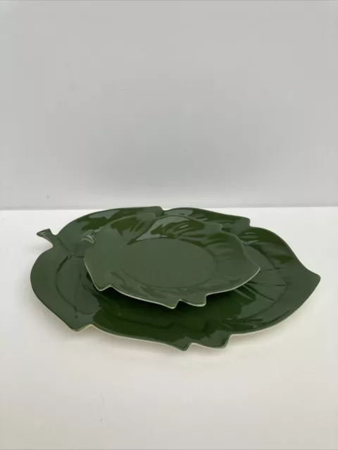 Carlton Ware Australian Design Green Leaf Platter Plate Serving Dish Ceramic