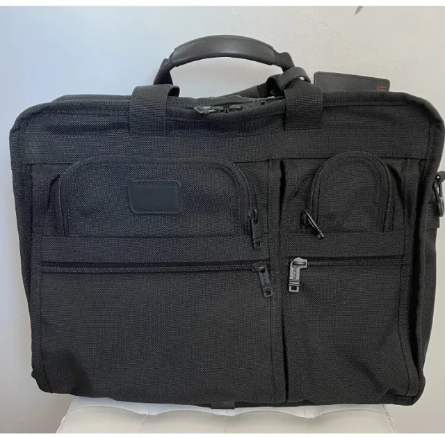 Tumi Alpha 2621D3 Expandable Black Ballistic Nylon Briefcase Work Shoulder Bag
