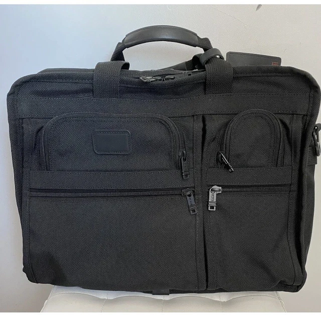 Tumi Alpha 2621D3 Expandable Black Ballistic Nylon Briefcase Work Shoulder Bag