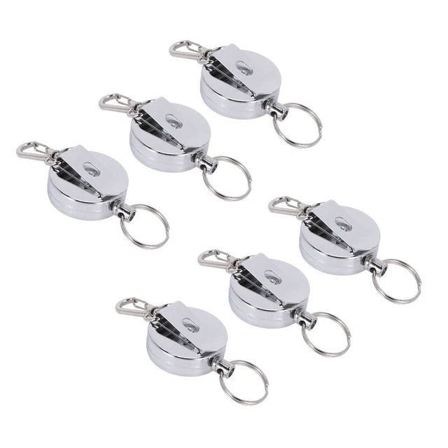 6 Stück Edelstahl Silber Versenkbare SchlüsselanhäNger Keyring Heavy T2M1