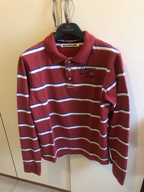 NAPAPIJRI MAGLIETTA TOP Polo T-Shirt Manica Lunga Uomo Ragazzo Tg