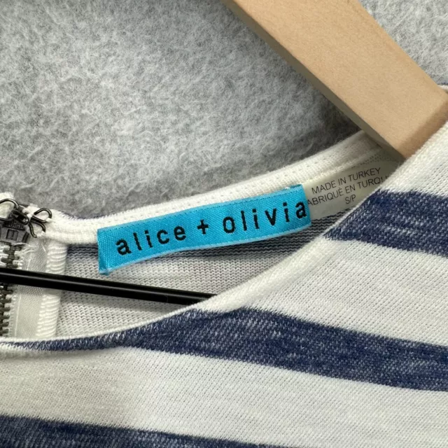 Alice + Olivia Stefan Striped Blue White Short Sleeve Dress Women’s Small EUC 3