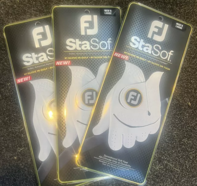 Footjoy Stasof  Premium Cabretta Leather Golf Glove  White New X 3 - L