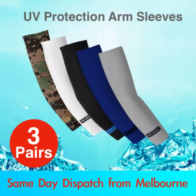 3 Pairs Outdoor Arm Stretch Sleeves Sun Block UV Protection Covers Cooling Sport