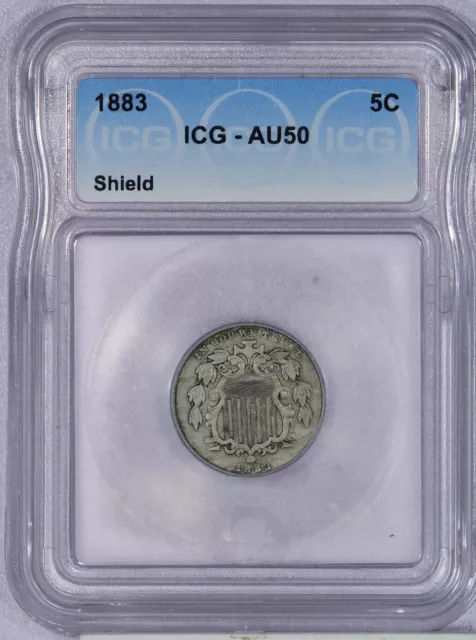 1883 Shield Nickel 5c ICG AU50
